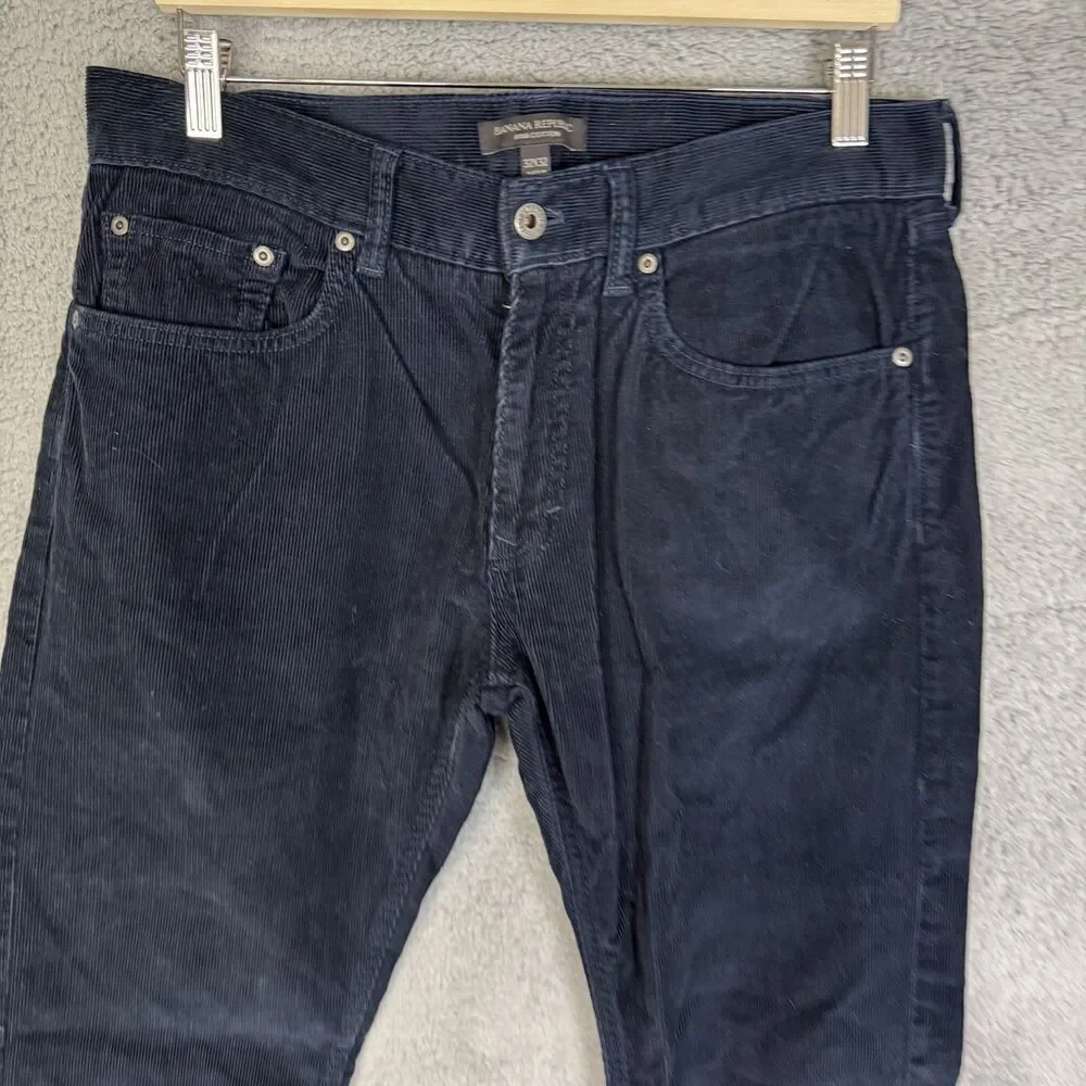 S Banana Republic Corduroy Pants Mens 32x32 Blue Straight Fit Dress Chino‎ Pima